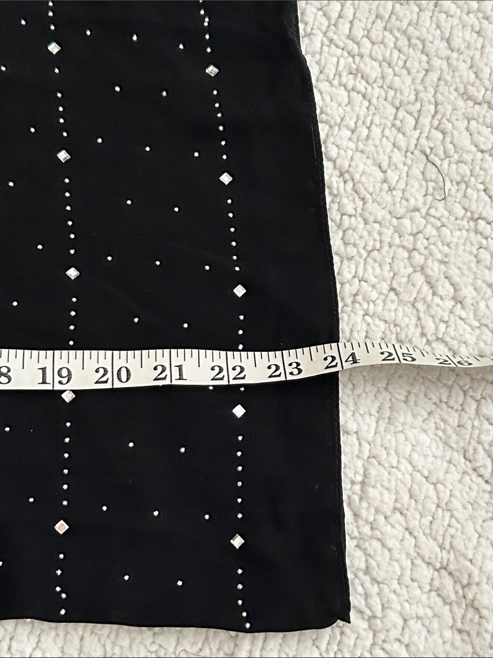 Jessica McClintock “nwt”Black scarf with Silver Beaded rhinestone Stripes - Picture 5 of 5